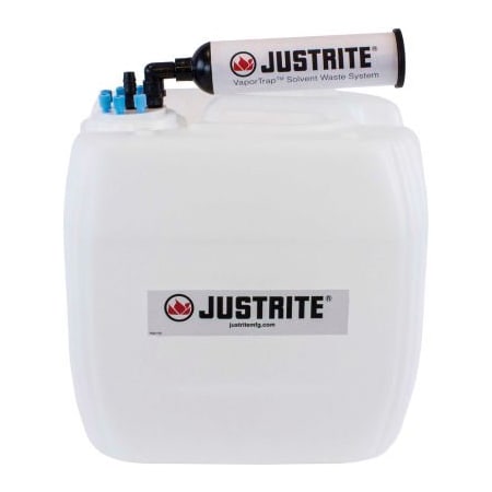 Justrite Justrite 12840 VaporTrap UN/DOT Carboy With Filter Kit, HDPE, 13.5-Liter, 7 Ports 12840